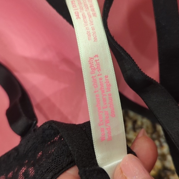 Victoria's Secret Pink Wear Everywhere T-shirt Lightly Lined Bra 34d Black Print - Picture 8 of 10
